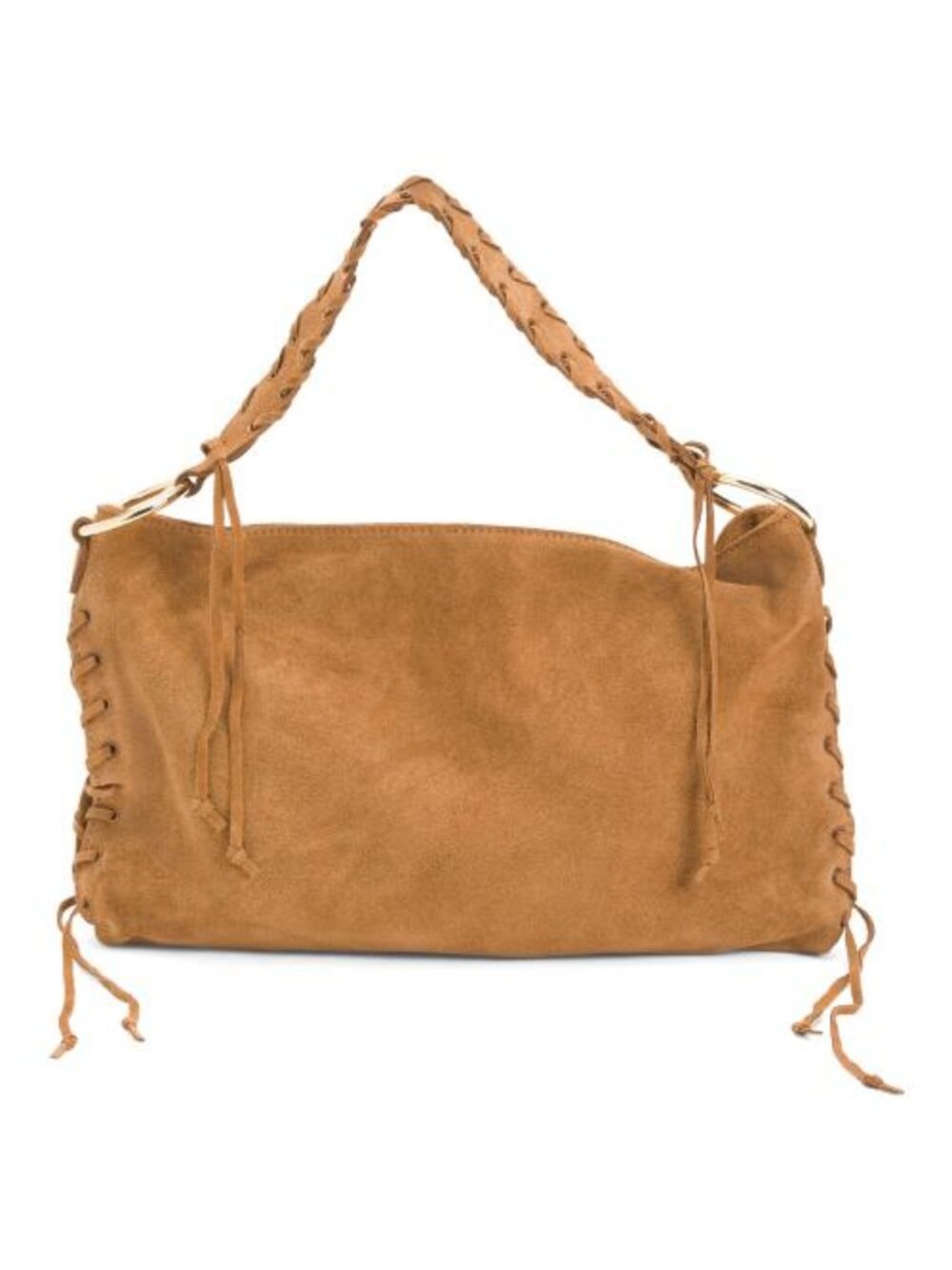 CHEVAL Cuoio Made In Italy Suede Shoulder Bag With Stitching Detail